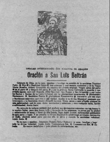 Biblioteca Digital de Castilla y León &gt; Oración a San Luis Beltrán : ensalmo intercediendo con...
