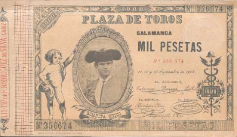 Plaza de toros [de] Salamanca : [boleto rifa... (1904)
