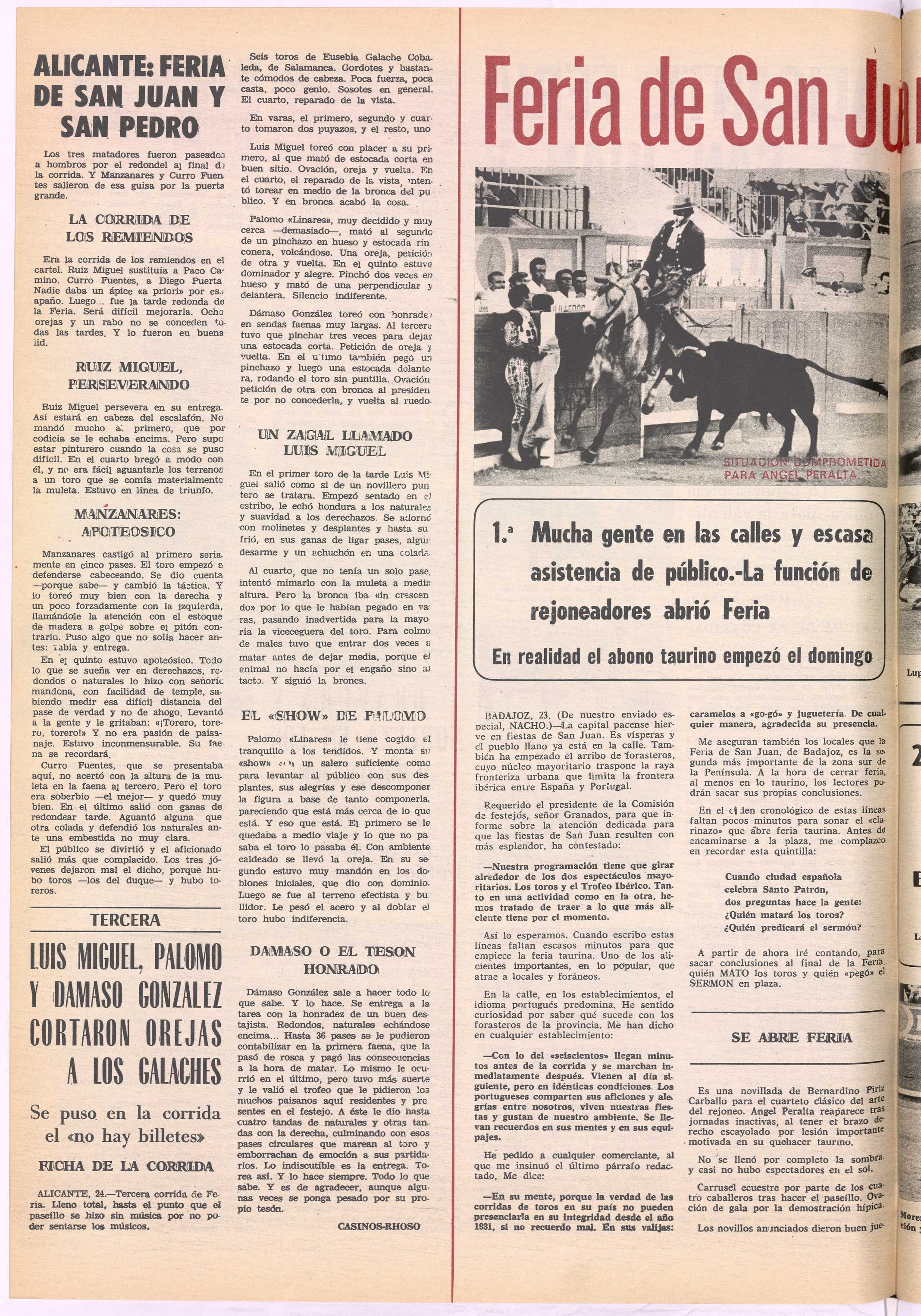 Biblioteca Digital de Castilla y León > El Ruedo : Semanario gráfico de los  toros: Año XXX Número 1514 - 1973 junio 26 (26/06/1973) - Copia digital