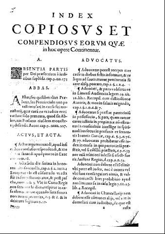 [Index Copiosus et Compendiosus...] %