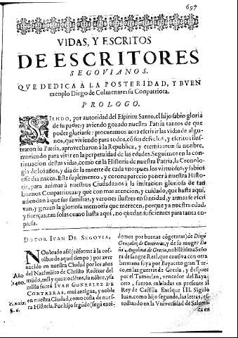 [Vidas, y escritos de escritores segovianos] 697